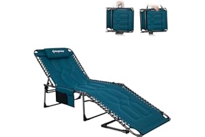 KingCamp Oversized Tanning Chair, Extra-Wide Padded Folding Chase Lounge Chairs Portable Adjustable 5-Position 400lbs Heavy Duty Lounger with Double-Layer Oxford for Outdoor Beach Patio Sun Pool