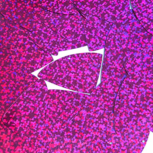 Sequin Fishscale Fin 1.5 inch Fuchsia Pink Glitter Hologram Multi Metallic. Couture Paillettes. Made in USA. Loose sequins for embroidery, bridal, crafts, and embellishment.