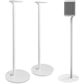 ynVISION.DESIGN Speaker Stands for Sonos One/One SL &amp; Play:1, White, 2 Pack | 28.2" Fixed height Speaker Stands Pair, Metal Construction, Stable Base, Rubber Feet, Built in Cable Management