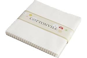 COTTONVILL Solid 60 colors Precut Fabric 20COUNT Cotton for Quilting (5inch square, 05-Ivory White)
