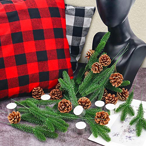 Johouse Pine Cones and Pine Branches, 40PCS Artificial Plants, Fall Winter Holiday Home Decor Vase Filler, DIY Accessories for Garland Wreath Christmas Embellishing