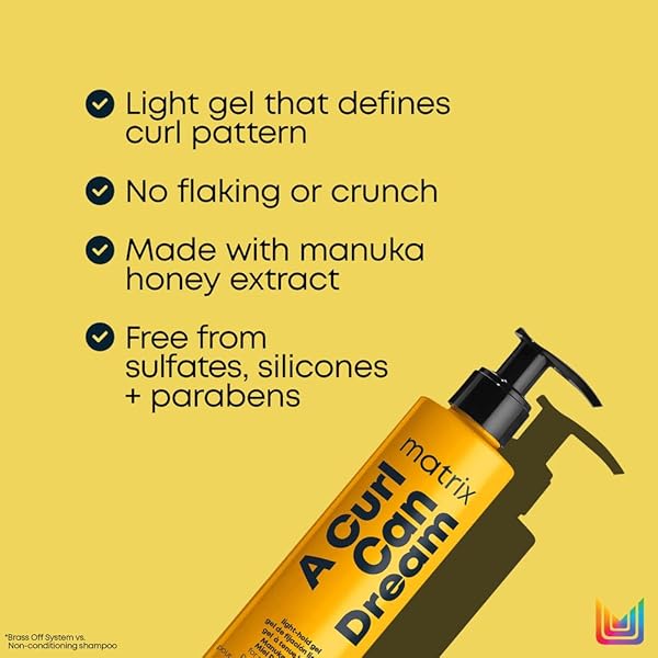 MATRIX A CURL CAN DREAM LIGHT HOLD GEL FOR CURLY, COILY, & WAVY HAIR – CONTROLS FRIZZ AND DEFINES CURLS WITHOUT FLAKING OR CRUNCH, SILICONE, SULFATE & PARABEN-FREE, SALON STYLING GEL