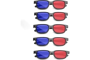 HENWUBEI 3D Glasses, 5 Pairs of red and Blue 3D Vision Glasses for Watching 3D TV, 3D Movies and Playing 3D Games