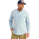 HUK Mens Next Level Solid Long Sleeve Fishing Button Down Shirt for Men