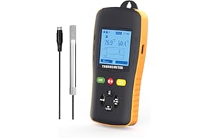 Tzone Temperature Humidity Data Logger with Dew Point and Wet Bulb, Digital Temp Recorder USB with Probe, Humidity Meter with Alarm Industrial RH Thermometer Recording for Lab HVAC Greenhouse Freezer