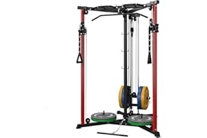 syedee Cable Crossover Machine, Functional Trainer with 17 Adjustable Positions, Home Gym Equipment with Pulley System, Cable Fly Machine and LAT Pulldown System Home Gym
