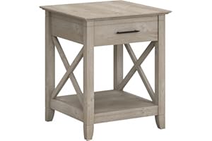 BUSH BUSINESS FURNITURE Bush Home End Table with Drawer, Nightstand with Storage, Living Room and Bedroom Furniture, Key West Collection, Washed Gray