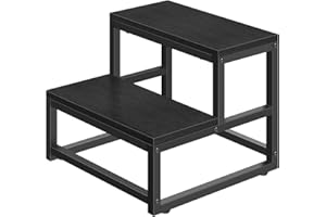 Wood and Metal 2 Step Stool for Adults & Kids – Heavy Duty Step Stools, 500 Lbs Capacity Non-Slip Stepping Stool for High Bed