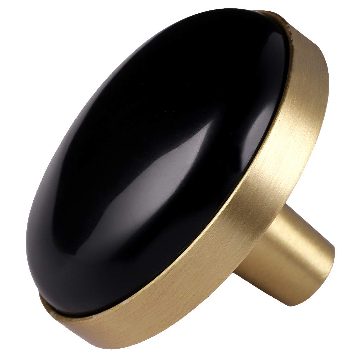 Mookaitedecor Set of 4 Round Drawer Knobs 32 mm Crystal Stone Cabinet Knob Pull Handle, black