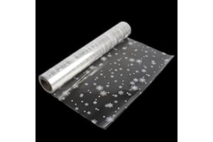 SULOLI Christmas Cellophane Wrap Roll - 32 In x 100 Ft Snowflakes Christmas Wrapping for Gifts Flowers Hampers Baskets