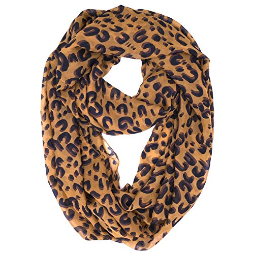Tapp C. Fashion Leopard Print Infinity Scarf - Black/Brown