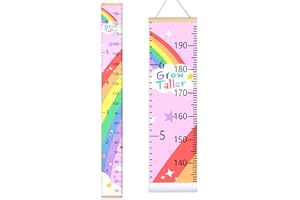 Beinou Baby Growth Chart for Wall Height Chart for Kids Wood Frame Measure Ruler 7.9in x 79in Canvas Hanging Height Measurement for Wall Decor