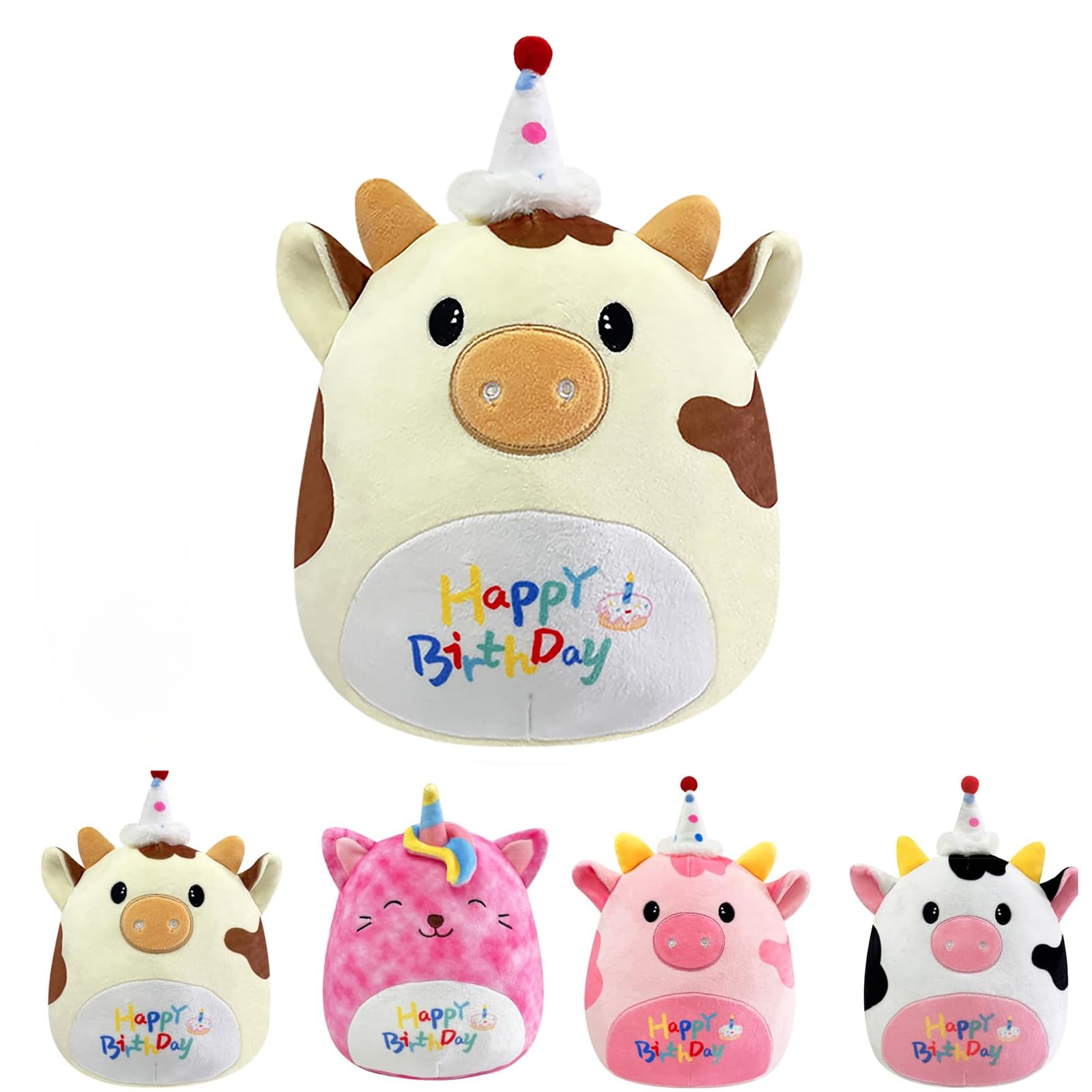 POPOYU 20cm Milk Cow Plush Pillow Toys,3D Cute Stuffed Dairy Cow Pillow Doll Squishy Cotton Plushies Doll,Super Soft Toy Gift for Kids Girls Birthday Present Kids Collection Home Decoration — image 1