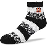 For Bare Feet NFL Cozy Soft Slipper Socks - Home Socks for Ultimate Comfort - Gameday Apparel - Luxuriously Plush and Cozy - Unisex (Cincinnati Bengals - Black, One Size)