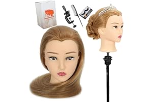 BAODANHAIR Mannequin Head 80% Human Hair 28“ Cosmetology Manikin Doll Head Mannequin Head for Braiding Hairstylists Cosmetology Students Practice Styling with Free Clamp (blonde)