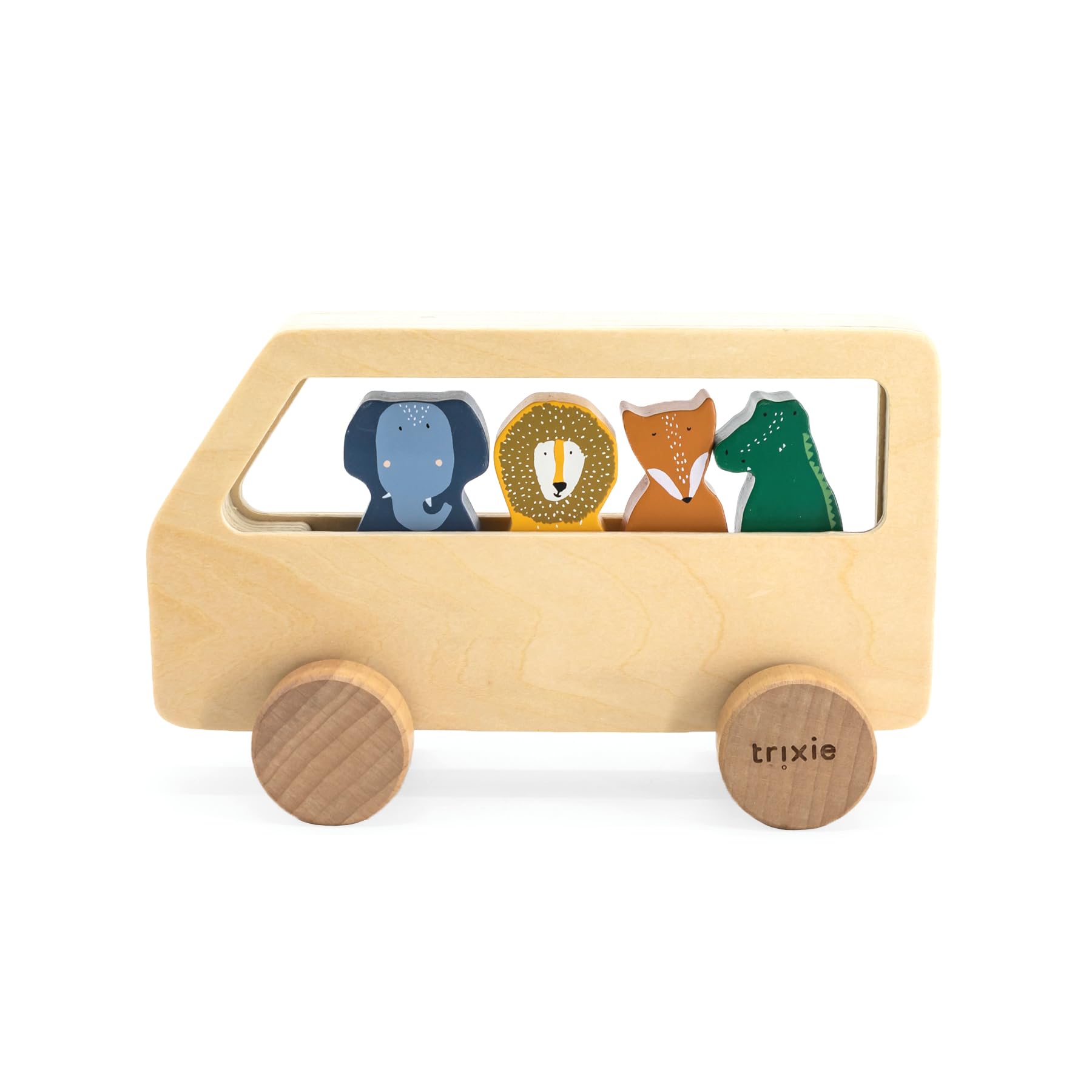 Trixie Wooden Animal Bus for Kids – FSC Certified Wood - Educational Toy with Adorable Animal Passengers – Push and Pull Toy for Toddlers and Preschoolers