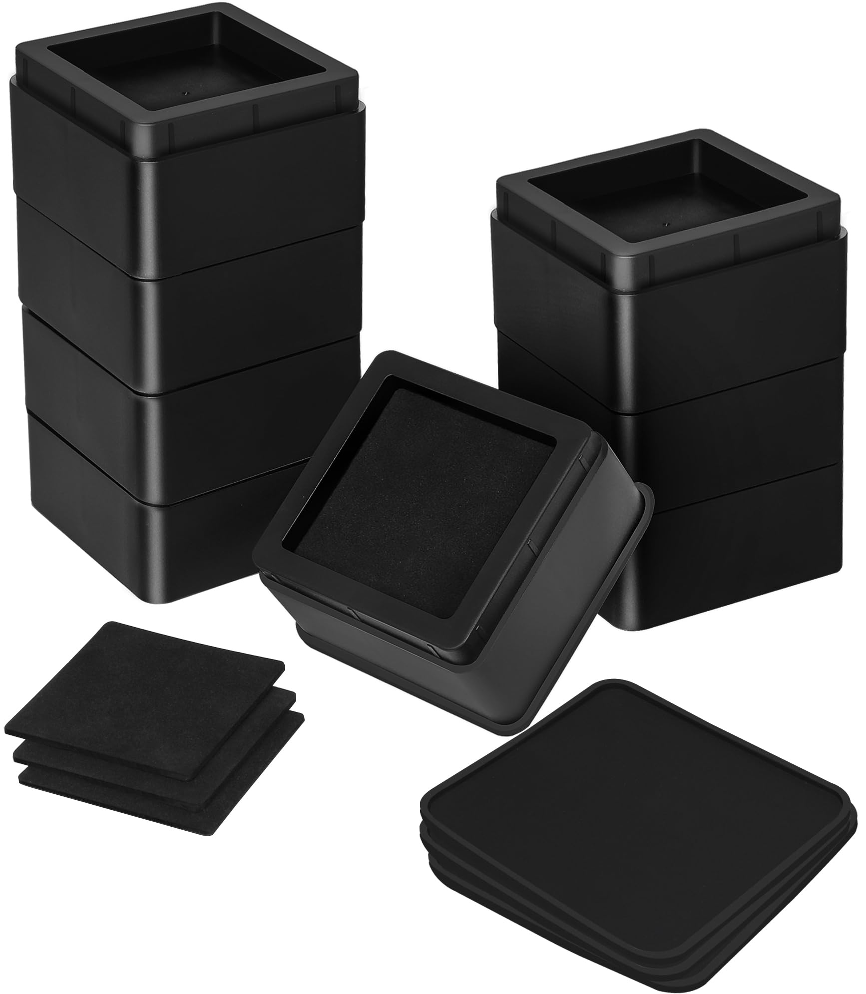 Utopia Bedding Premium Adjustable Furniture Riser (5 cm) – ABS Plastic Bed risers with Foam and Rubber Anti Slip Pads – Elevate your Sofa, Table, Chair, Wardrobe (Pack of 8, Black)