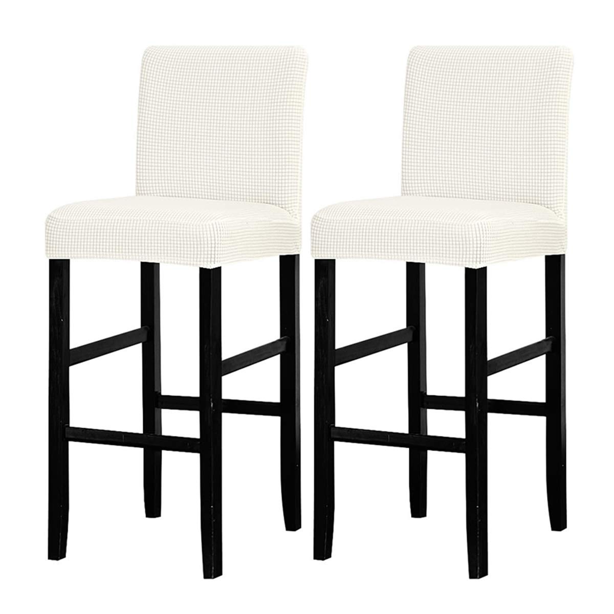 LANSHENG Bar Stool Covers, Chair Covers Stretch Bar Stool Chair Covers Bar Stool Slipcovers, for Breakfast Dining Chair Back Chair Bar Stool Chair Counter Cream White,2 Pcs