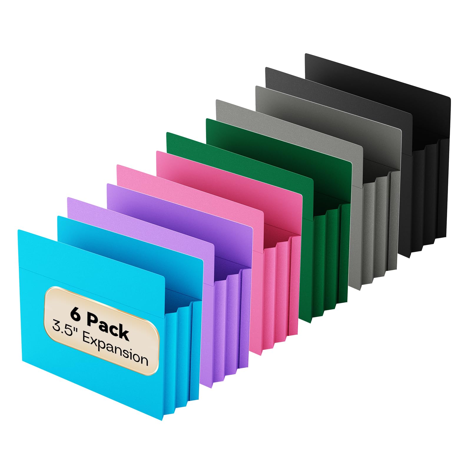Photo 1 of NORDUN Plastic 3.5" Expanding File Pockets Extra Capacity,6 Pack Poly File Pockets Letter Size, Heavy Duty Expandable File Jacket Folder,File Jacket for Bulky Files,Assorted Colors ?