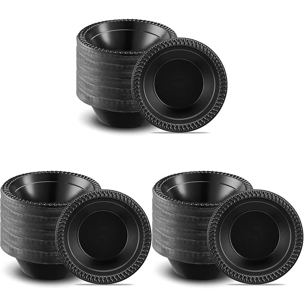 Cuisine Black Plastic Bowls – 12oz. (Pack of 300) – Durable & Microwave Safe Material – Perfect For Parties, Weddings, And Everyday Use