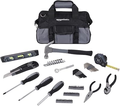 Kit di strumenti di riparazione di base per la casa con valigetta, 65 pezzi, colore: argento, nero