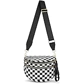 Lushandy Bum Bag Women's Checkered Crossbody Bag Nylon Cross Body Bags Plaid Mom Everyday Purse for Travel