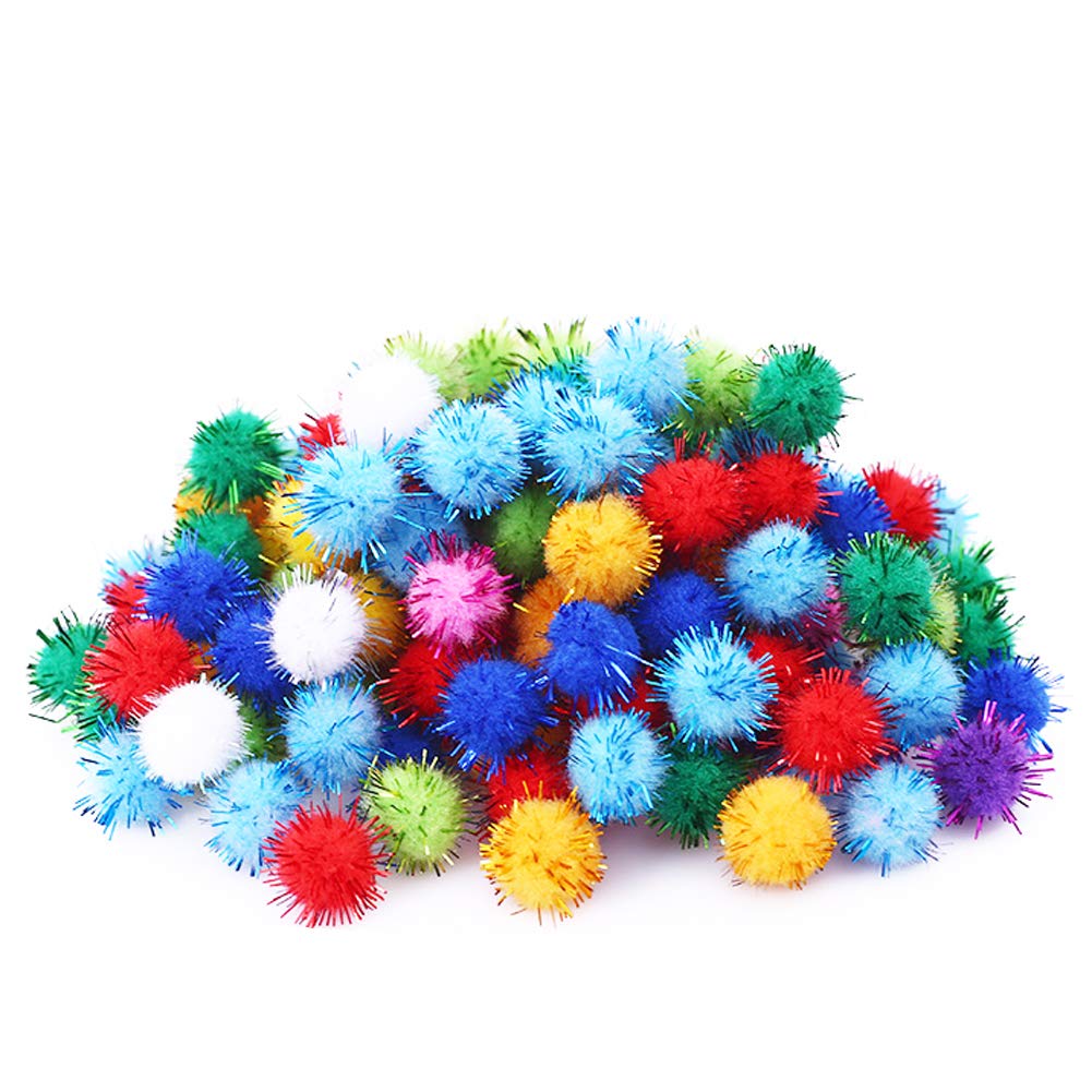 RIMOBUL 20PCS 1.5INCH Extra Large Cat's Favorite Chase Glitter Ball Toy Sparkle Pom Pom Balls …