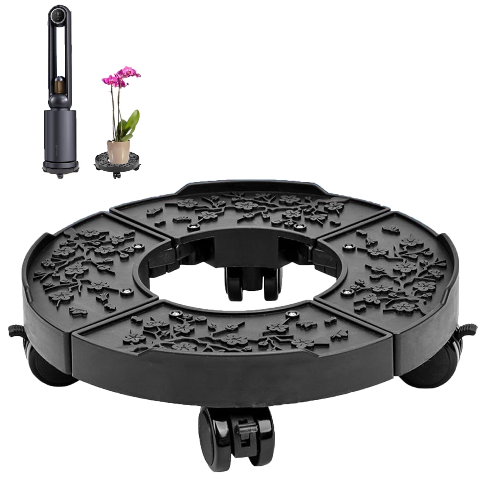 SSEHCWAN Plant Caddy with Wheels, Adjustable 10.23-13.7 Inch Rolling Plant Stand Plant Roller Tray with Lockable Casters for Flower Pot Outdoor Indoor