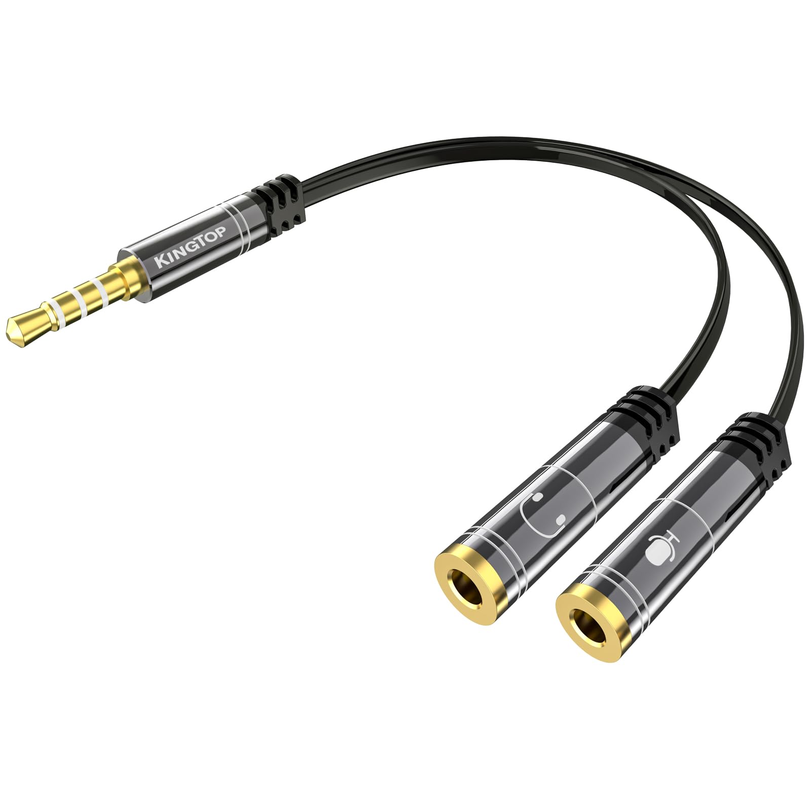 KINGTOP Headset Splitter, 3.5mm Headphone Mic Splitter Cable for Headset with Separate Stereo Audio & Microphone Jacks (Not for Dual Audio Jacks)