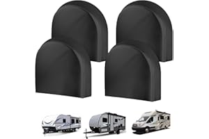 WHEETIR Tire Covers 4 Pack, Trailer,RV,Camper,Truc,SUV,Boat Wheel Cover for Paint Masker/Protection, Tough Covers UV Resistant Dustproof Water,Bring Windproof Buckle (FitsTire Diameters 27"-29",Black)