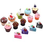 ARTISAMILY 24pcs Cake Bread Resin Pendants Cute Food Cake Dangle Earring Charms 12 Style Mini Keychain Bracelet Charms Hang Ornament for Necklace Jewelry Making DIY Crafts