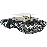 Professional Shock Absorption Smart Robot Tank Car Chassis Kit for Arduino/Raspberry Pie/Micobit, Remote Control Crawler Tracked Suspension Absorbing Vehicle with 2pcs Encoder DC Motors