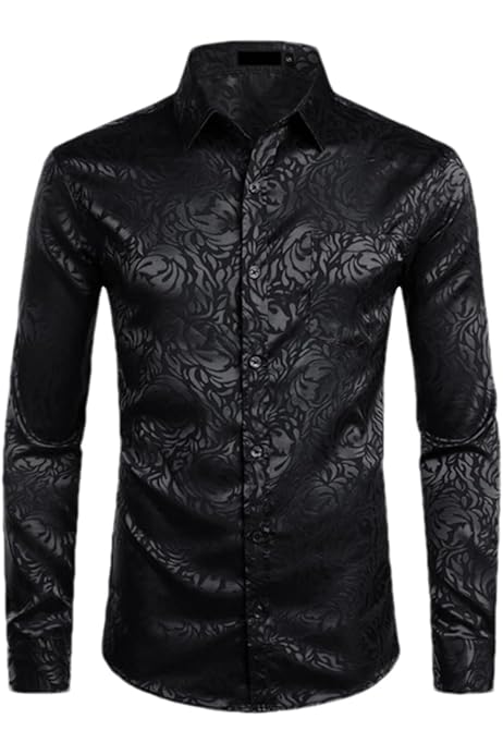 thumbnail image 2 of Mens 70s Disco Dance Costume Shiny Sequins Shirts Long 2 of 13