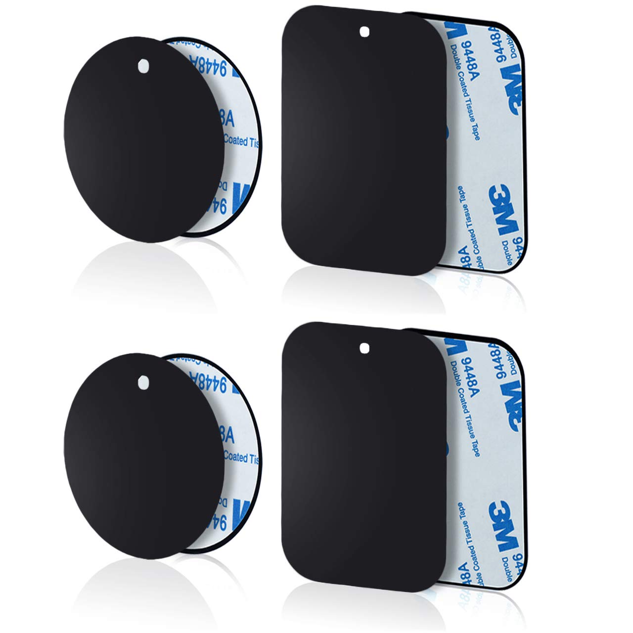 YIANERM 8 Packs Thin Metal Plate For Magnetic Car Phone Holder (4 Round and 4 Rectangle)