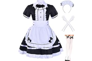 Japanese Anime sissy maid dress Cosplay Sweet Classic Lolita Fancy Apron Maid Dress with socks gloves set