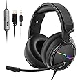 Jeecoo Xiberia Stereo Gaming Headset for PS4 PS5 Xbox One S- Over Ear Headphones with Noise Cancelling Microphone - LED Light