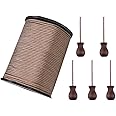 WXJ13 One Roll 50 Yards Brown Braided Nylon Lift Shade Cord with 5 Pack Brown Wood Cord Knobs, 1.8 mm (Brown)