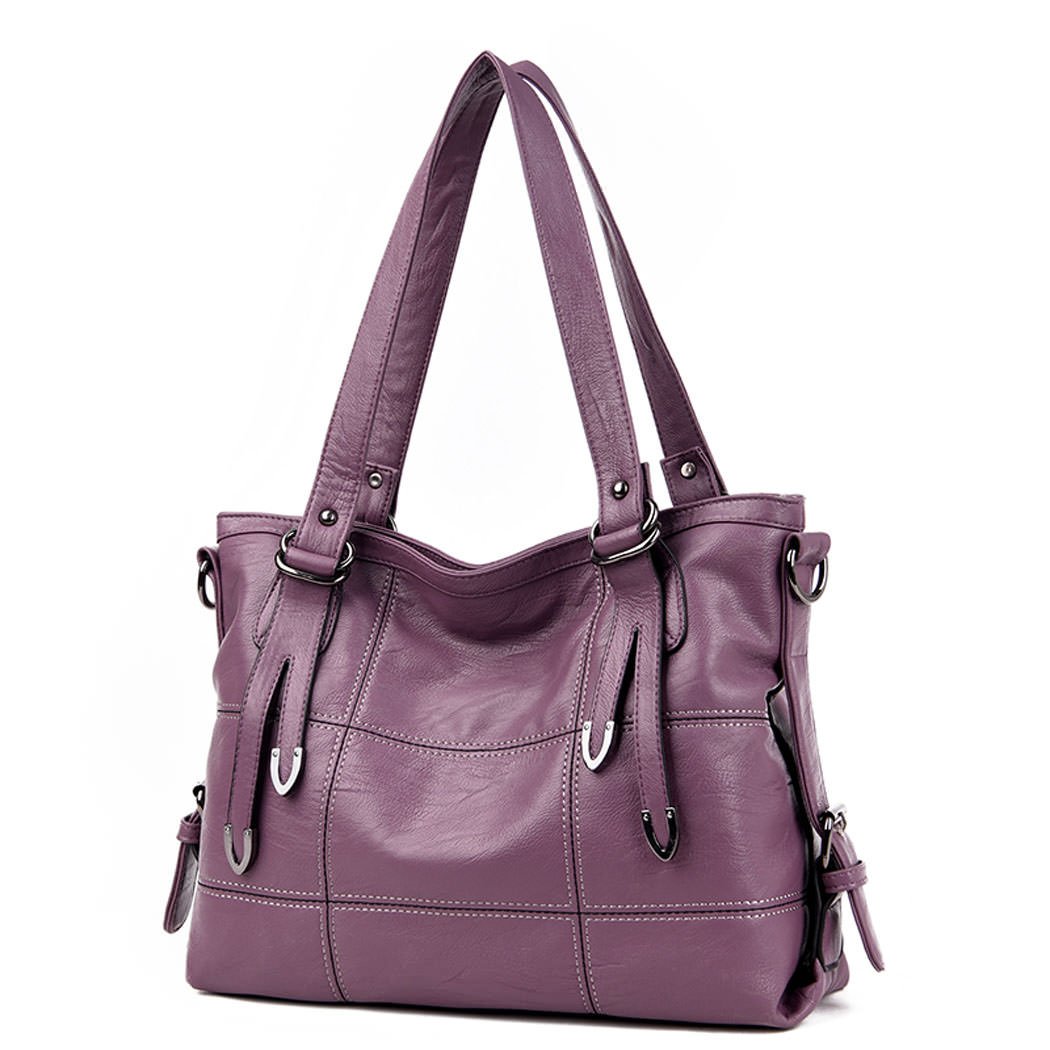 DEERWORD Women's Hobos Shoulder Bags Totes Satchels PU Leather Convertible Top-handle Handbags Purple