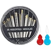 Eketirry Premium Hand Sewing Needles，30-Count Assorted Needles for Sewing Repair, 6 Different Sizes Sewing Needles with 2 Thr