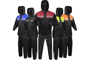 ALPHA CYCLE GEAR Rain Suit for Men & Women Jackets Pant Gear Reflective Rainsuit Waterproof (RED, LARGE)