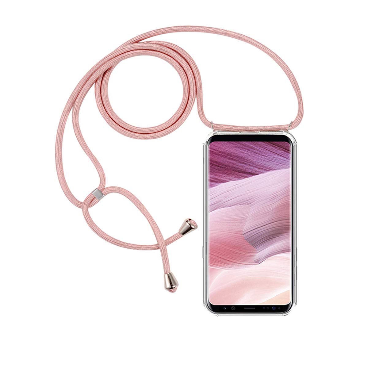 Smartphone Necklace with Transparent Silicon Case for Samsung Galaxy S20 Cover TPU Soft Case with Adjustable Length Lanyard, Hands Free Cord Lanyard Phone Case Cross Body Necklace Cord Cover