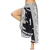 Ainuno Boho Pants Wide Leg Palazzo Pants with Slits for Women Flowy Hippie Pant Thin