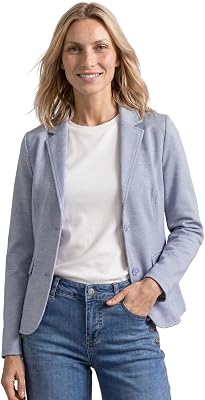 Blazer piqué Basique pour Femme, Bleu Whispery, 42