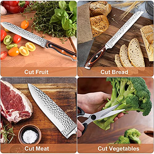 Knife Set, 15Piece Kitchen Knife Sets with Block Wooden, Professional