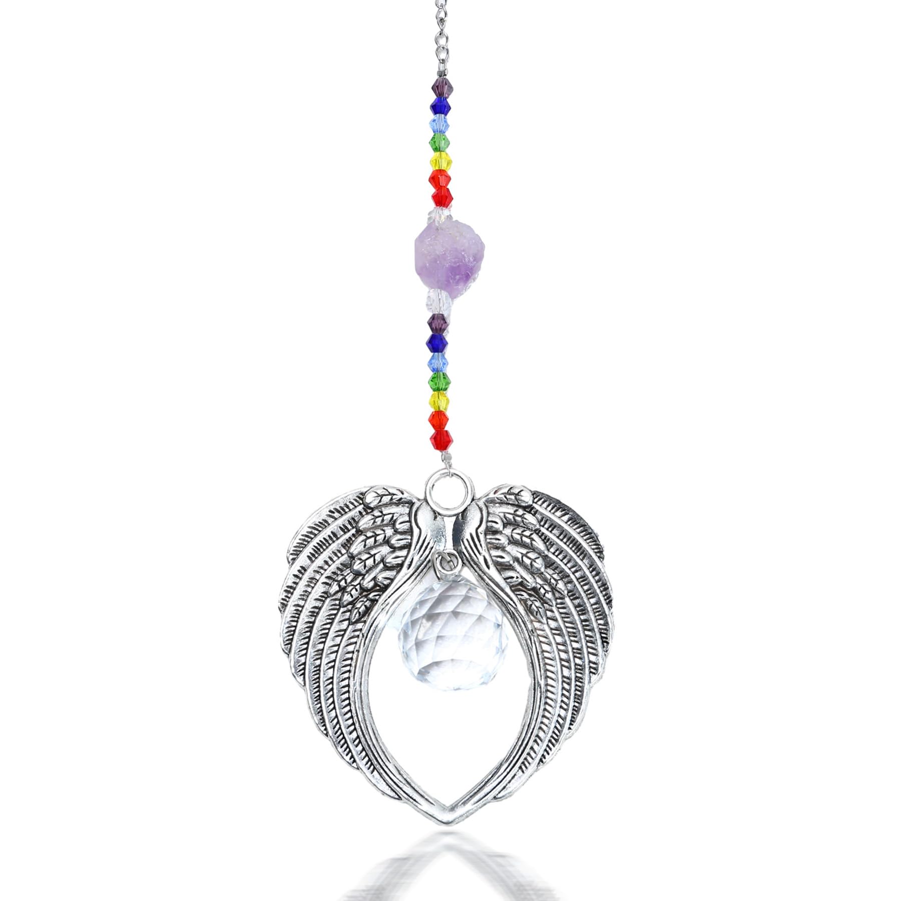 MAIGO Rainbow Crystal Angel Wing Suncatcher - Chakra Decor, Angel Wings Ornament, Suncatchers for Windows Hanging, Crystal Suncatcher, Chakra Hanging Car Accessories, Outdoor Colorful Home Decor (2)