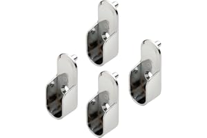 Top Shelf Hardware Premium Chrome Oval Wardrobe Closet Rod End Supports Brackets for 15mm x 30mm with Dual Rear Facing 5mm Pins (4 Pack)
