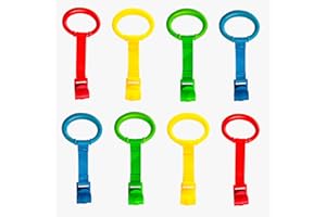 PandaEar 8 PCS Baby Pull Up Rings, Toddler Walking Exercise Stand Up for Playpen & Crib, Infant Cot Hanging Rings for Kids