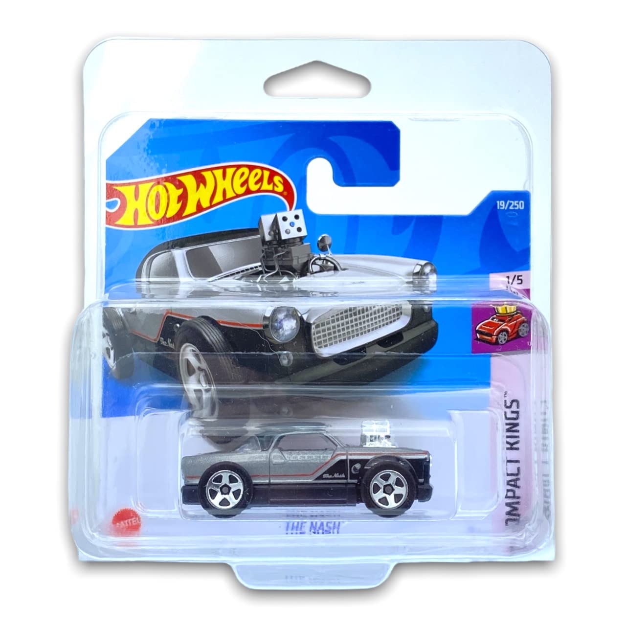 Hot Wheels The Nash (Silver) 1/5 Compact Kings 2022 - 19/250 (Short Card) *** COMES IN A KLAS CAR KEEPER PROTECTIVE COLLECTORS CASE *** HCW79