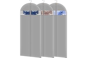 24x65 Inch Garment Bags for Hanging Clothes, 3Pcs Dress Bags for Gowns Long, Garment Bags for Travel Storage, Light Gray Hang