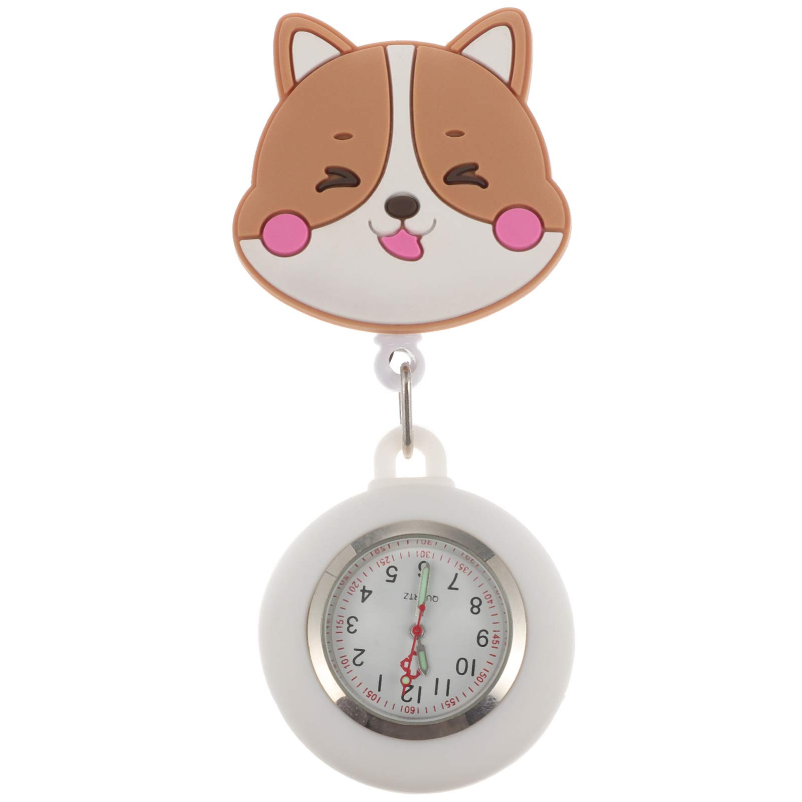 Hemobllo Retractable Buckle Nurse Fob Watch Cartoon Hanging Pocket Watch Lightweight Medical Staff Clip on